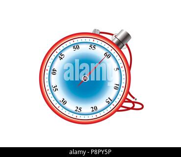 Red color stopwatch on white background Stock Vector