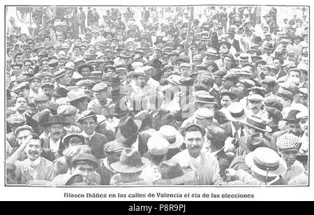 60 Blasco Ibáñez en las calles de Valencia el día de las elecciones, Nuevo Mundo, 14 de septiembre de 1905 Stock Photo