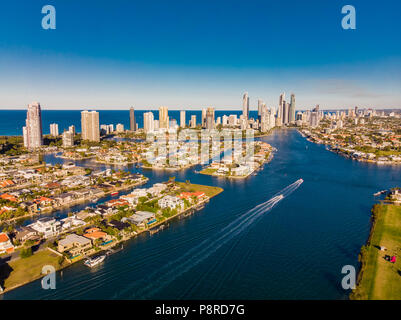 Aerial view of Surfers Paradise on the Gold Coast, Queendsland,  Stock Photo