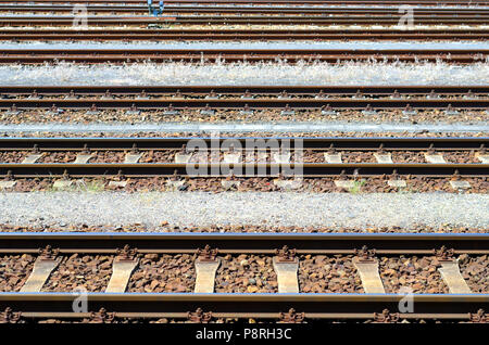 Many tracks cross the picture horizontally Stock Photo