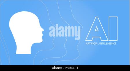 AI, Artificial Intelligence, Deep Learning and Future Technology Concept Design - Vector Illustration. AI, Artificial Intelligence Background Stock Vector