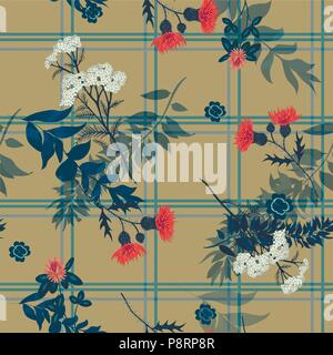 Wild meadow flower seamless vector pattern background. Modern style ...