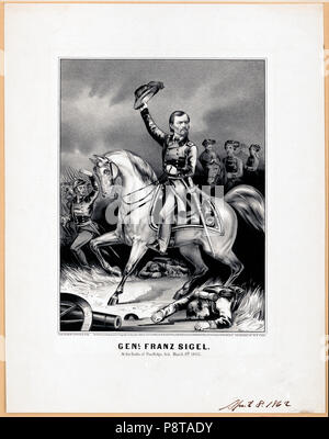 Genl. Franz Sigel at the battle of Pea-Ridge, Ark. March 8th, 1862 Stock Photo