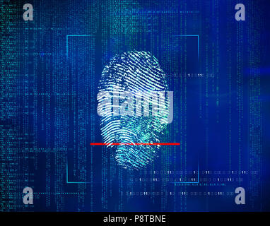 Biometric identity control and approval.concept of security in the future, technology, information and Web address environment through fingerprints. Stock Photo