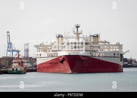 Seismic survey ship, Ramform Titan, one of the widest ships in the world Stock Photo