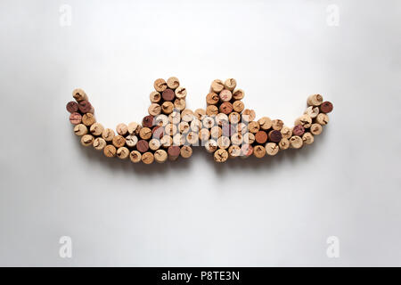 Wine corks mustache symbol isolated on white background from a high angle view Stock Photo