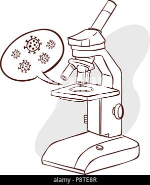 Microscope icon in flat style. Vector illustration of school microscope. Stock Vector