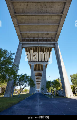Underneath Dames Point Bridge, Jacksonville, Florida Stock Photo