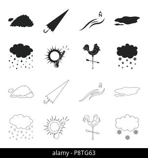 Rain, snow, heat, weathervane. The weather set collection icons in black,outline style vector symbol stock illustration . Stock Vector