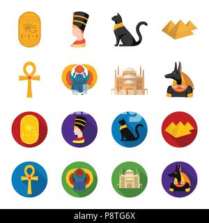 Anubis, Ankh, Cairo citadel, Egyptian beetle.Ancient Egypt set collection icons in cartoon,flat style vector symbol stock illustration . Stock Vector