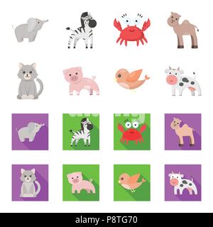 An unrealistic cartoon,flat animal icons in set collection for design. Toy animals vector symbol stock  illustration. Stock Vector