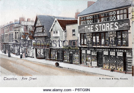 Taunton Fore Street, vintage postcard from 1904 Stock Photo