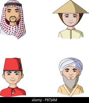 Arab, turks, vietnamese, middle asia man. Human race set collection icons in cartoon style vector symbol stock illustration . Stock Vector