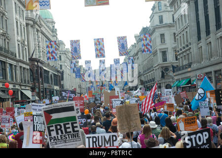 Central London. United Kingdom. 13th July 2018. Thousands protests against Donald Trump UK visit. Michael Tubi / Alamy Live News. Stock Photo