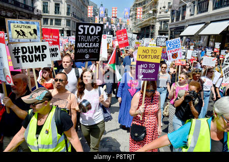 London, 13th July. Thousands march from Portland Place to Parliament Square to protest against President Donald Trump's visit to the UK Credit: PjrFoto/Alamy Live News Stock Photo