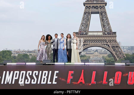 Alix Benezech, Angela Bassett, Tom Cruise, Michelle Monaghan, Rebecca Ferguson and Vanessa Kirby attending the 'Mission: Impossible - Fallout' world premiere at Palais de Chaillot on July 12, 2018 in Paris, France. Stock Photo