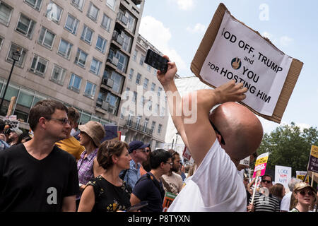 London, United Kingdon. 13th July 2018. 100,000 protest in central London against the visit by US President Donald Trump. Credit: Mike Abrahams/Alamy Live News Stock Photo
