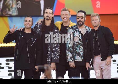 New York, NY, USA. 13th July, 2018. Howie D., Kevin Richardson, Nick Carter, A. J. McLean, Brian Littrell, Backstreet Boys on stage for Good Morning America (GMA) Summer Concert Series with The Backstreet Boys, Rumsey Playfield in Central Park, New York, NY July 13, 2018. Credit: Kristin Callahan/Everett Collection/Alamy Live News Stock Photo