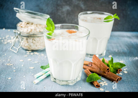 Avena Colombiana, Colombian Oatmeal Drink with cinnamon and mint Stock Photo