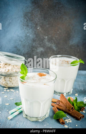 Avena Colombiana, Colombian Oatmeal Drink with cinnamon and mint Stock Photo