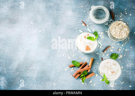 Avena Colombiana, Colombian Oatmeal Drink with cinnamon and mint Stock Photo