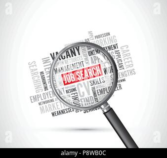 job search background text magnifying glass Stock Vector