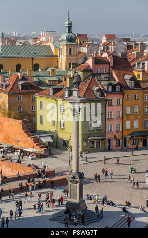 WARSAW, POLAND - MARCH 09, 2014: View of the Castle Square with king Sigismund's Column in Warsaw. Poland Stock Photo