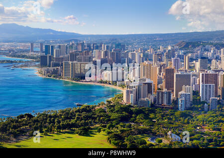 Spectacular view of Honolulu city, Oahu, Hawaii Stock Photo