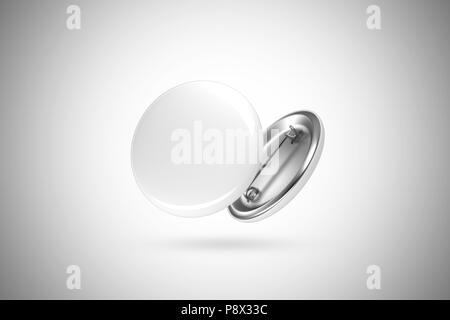 Blank white button badge mockup, front and back side, clipping