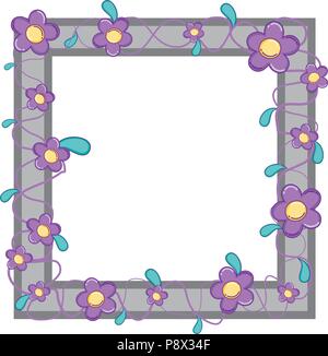 framework with beauty flowers and leaves style vector illustration Stock Vector