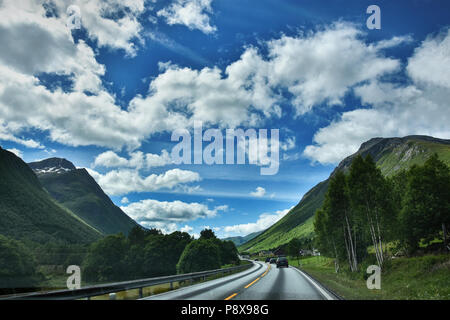 On the road in Norway ,More og Romsdal county in the northernmost part of Western Norway Stock Photo