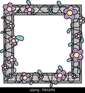 doodle framework with beauty flowers and leaves style vector illustration Stock Vector