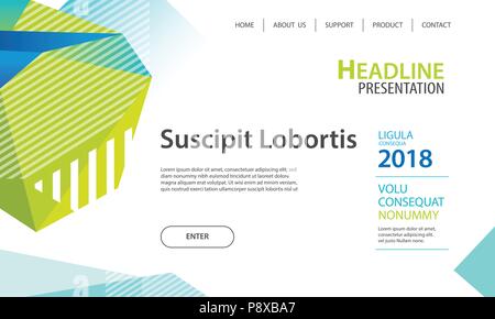 Website template design and landing page geometric shapes background. Vector illustration for apps development, mobile, ui template. Stock Vector