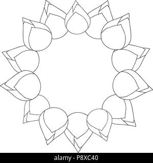 Indian lotus Outline Wreath. (Nelumbo nucifera,sacred lotus, bean of ...