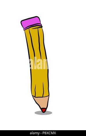 Pencil icon in comic style. Pen cartoon vector illustration on white ...