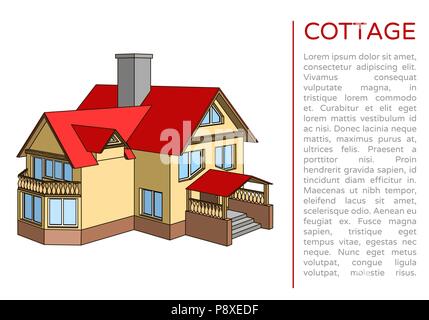 Poster with a cottage and a place for text Stock Vector