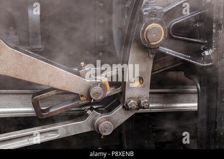 Detail of steam train at Waybourne station, Norfolk, England Stock Photo