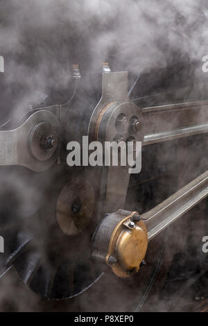 Detail of steam train at Waybourne station, Norfolk, England Stock Photo