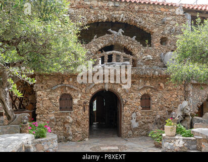 Koumos Stone House and restaurant at Kalyves Crete Stock Photo