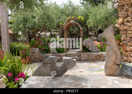 Koumos Stone House and restaurant at Kalyves Crete Stock Photo