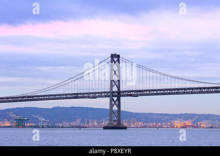 Bay Bridge and Port of Oakland, California, USA Stock Photo