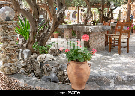 Koumos Stone House and restaurant at Kalyves Crete Stock Photo