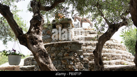 Koumos Stone House and restaurant at Kalyves Crete Stock Photo