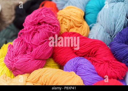 Many colorful skeins of wool felting Stock Photo