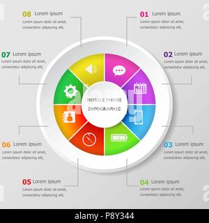 Infographic design template with mobile phone icons, stock vector Stock Vector