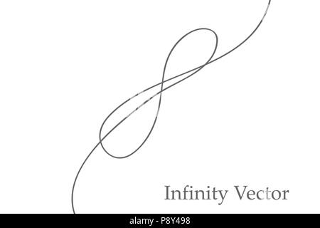 Infinity in solid lines of drawing. Continuous black line. Work flat design. The symbol of infinity of motion Stock Vector