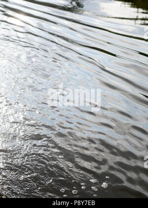 water ripples on the river reflecting the light from the sky Stock Photo