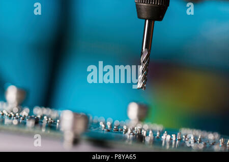Cutting tool on CNC milling machine. Stock Photo