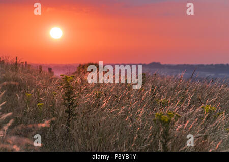 Sunset on Culver Down, Sandown, Isle of Wight Stock Photo