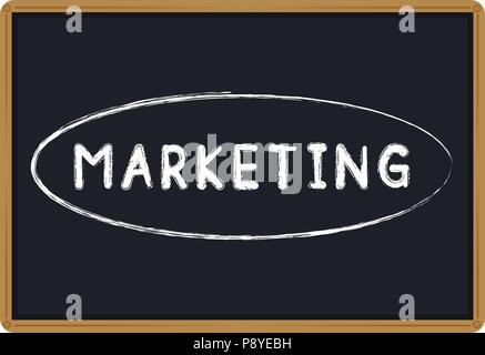 Word Marketing chalk written on a blackboard vector illustration Stock Vector